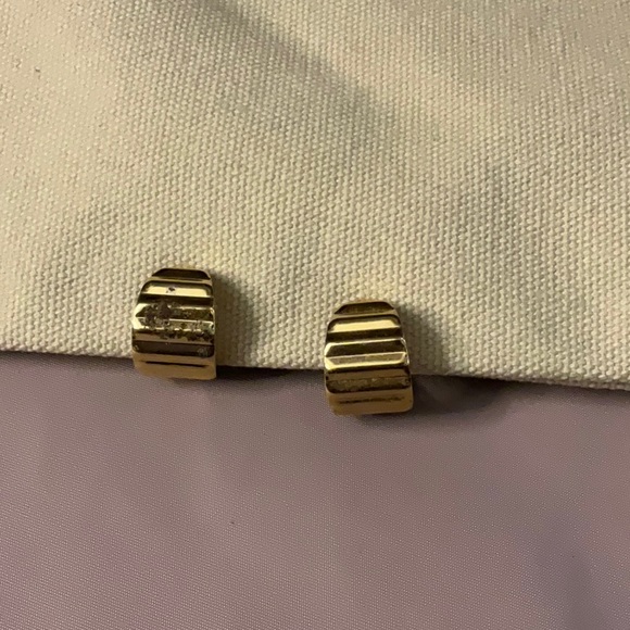 Gold tone hoop clip on earrings - Picture 4 of 5